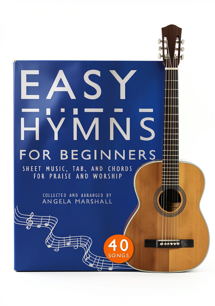Installing Easy Guitar Songs for Beginners Book 2 - Avanell Christian Hymns on a wooden desk