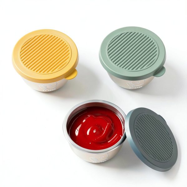 2.4 oz Sauce Containers 6-Pack Snap Lids Stainless Steel VOZDEPALS-2