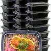 50-Pack Reusable Meal Prep Containers Microwave Safe Food Storage Containers with Lids, 28 oz - 1 Compartment Take Out Disposable Plastic Bento Lunch Box To Go, BPA Free - Dishwasher & Freezer Safe-0