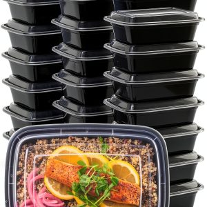 50-Pack Reusable Meal Prep Containers Microwave Safe Food Storage Containers with Lids, 28 oz - 1 Compartment Take Out Disposable Plastic Bento Lunch Box To Go, BPA Free - Dishwasher & Freezer Safe-0